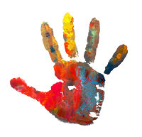 multicolored hand print